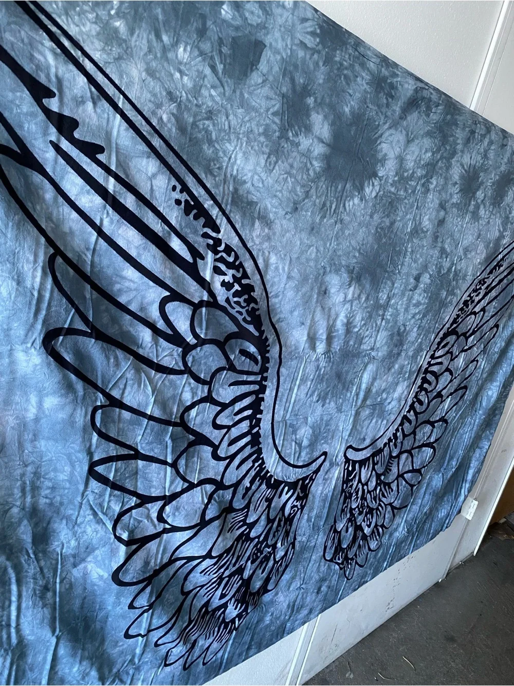 Blue Angel Wing Tapestry Wall Hanging by rebel Poppy.